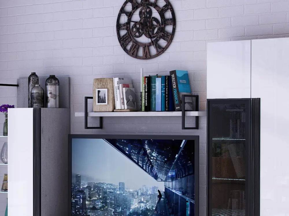 Комплект мебели в гостиную Кёльн композиция №1 (Метрополитан Грей/Белый) ЛД | Интернет магазин Масса Мебель