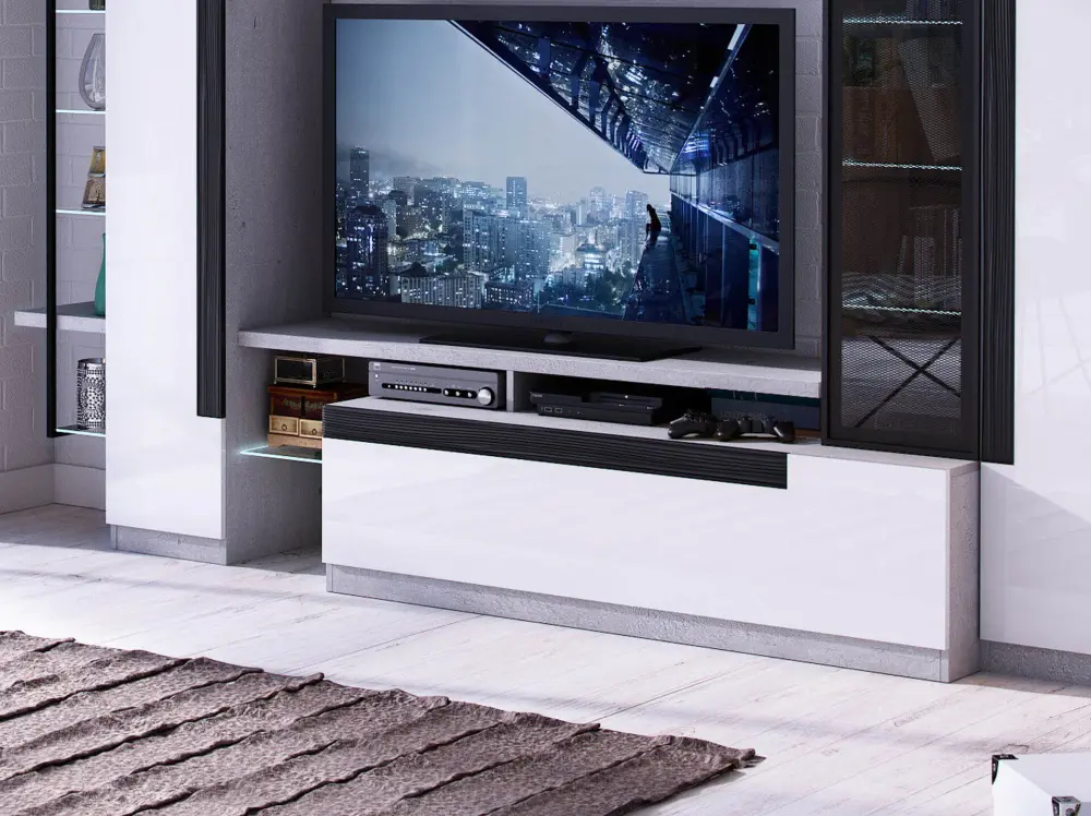 Комплект мебели в гостиную Кёльн композиция №1 (Метрополитан Грей/Белый) ЛД | Интернет магазин Масса Мебель