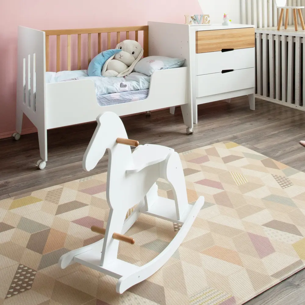 Лошадка-качалка белый/ дерево (ANT) ДМ001 ВЫСТАВОЧНЫЙ ОБРАЗЕЦ 