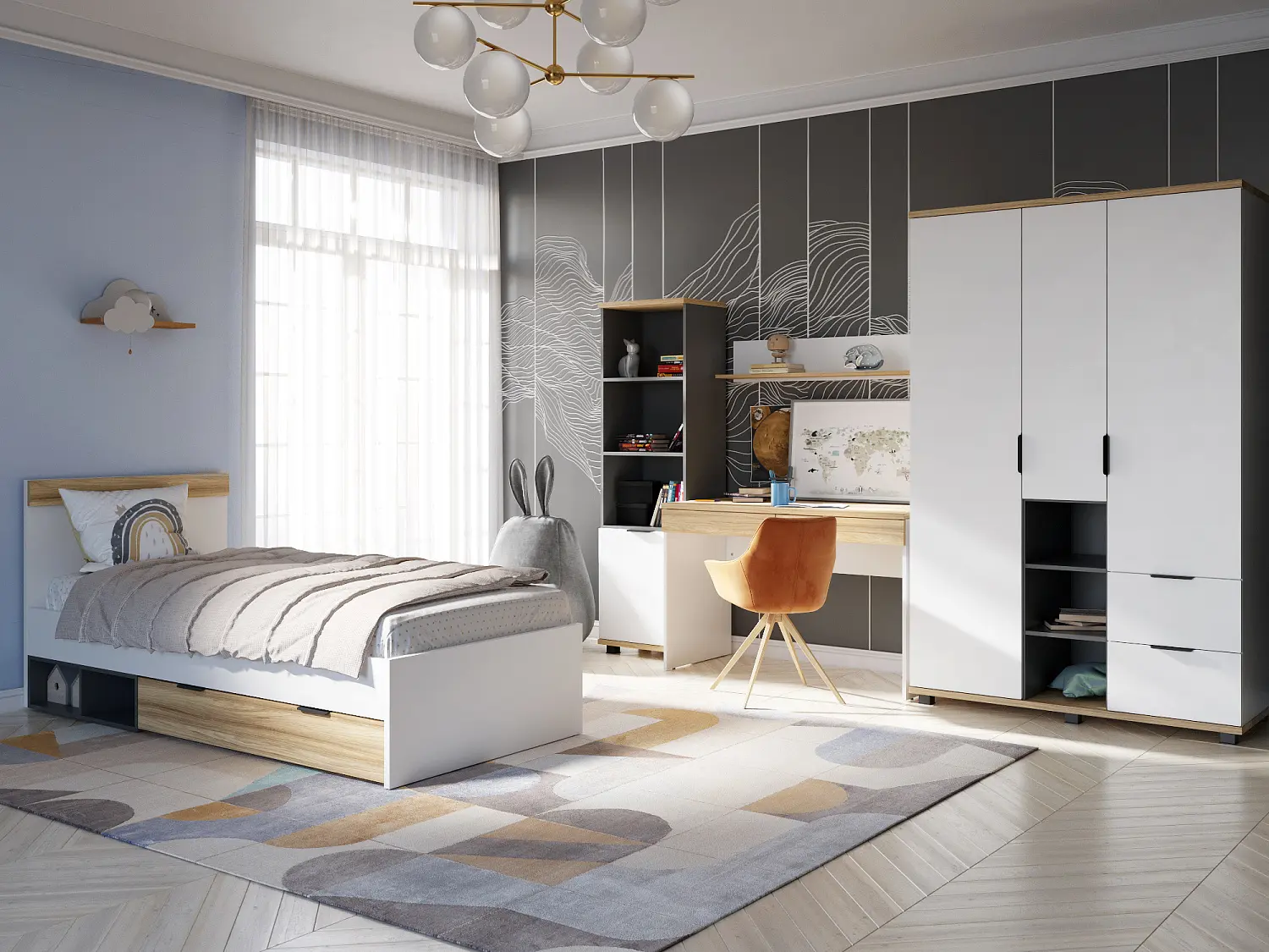 Стол письменный СкайЛайт с двумя ящиками (COM)