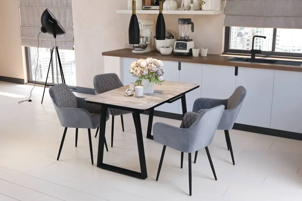 Стол раздвижной SHT-T40/130-160 дуб аляска / черный (SHF) | Интернет магазин Масса Мебель