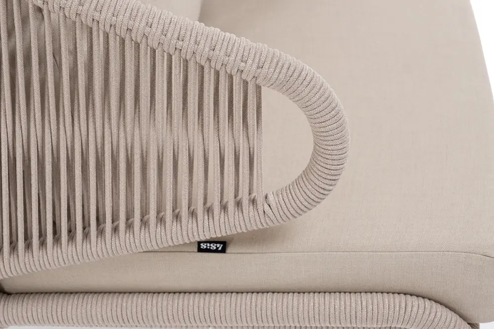 "Милан" лаунж-зона 5-местная плетеная из роупа (веревки), каркас алюминиевый белый, роуп бежевый (sis) | Интернет магазин Масса Мебель