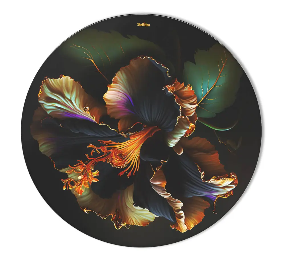 Стол обеденный круглый SHT-TU3-1/TT32 d-80 МДФ/стекло ночной цветок/черный металл (SHF) | Интернет магазин Масса Мебель