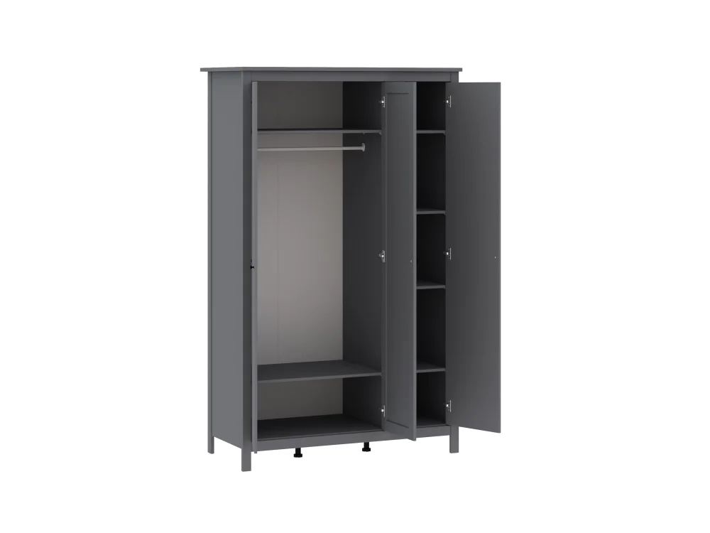 Шкаф трехстворчатый с зеркалом Сага 3 двери серый (GL) | Интернет магазин Масса Мебель