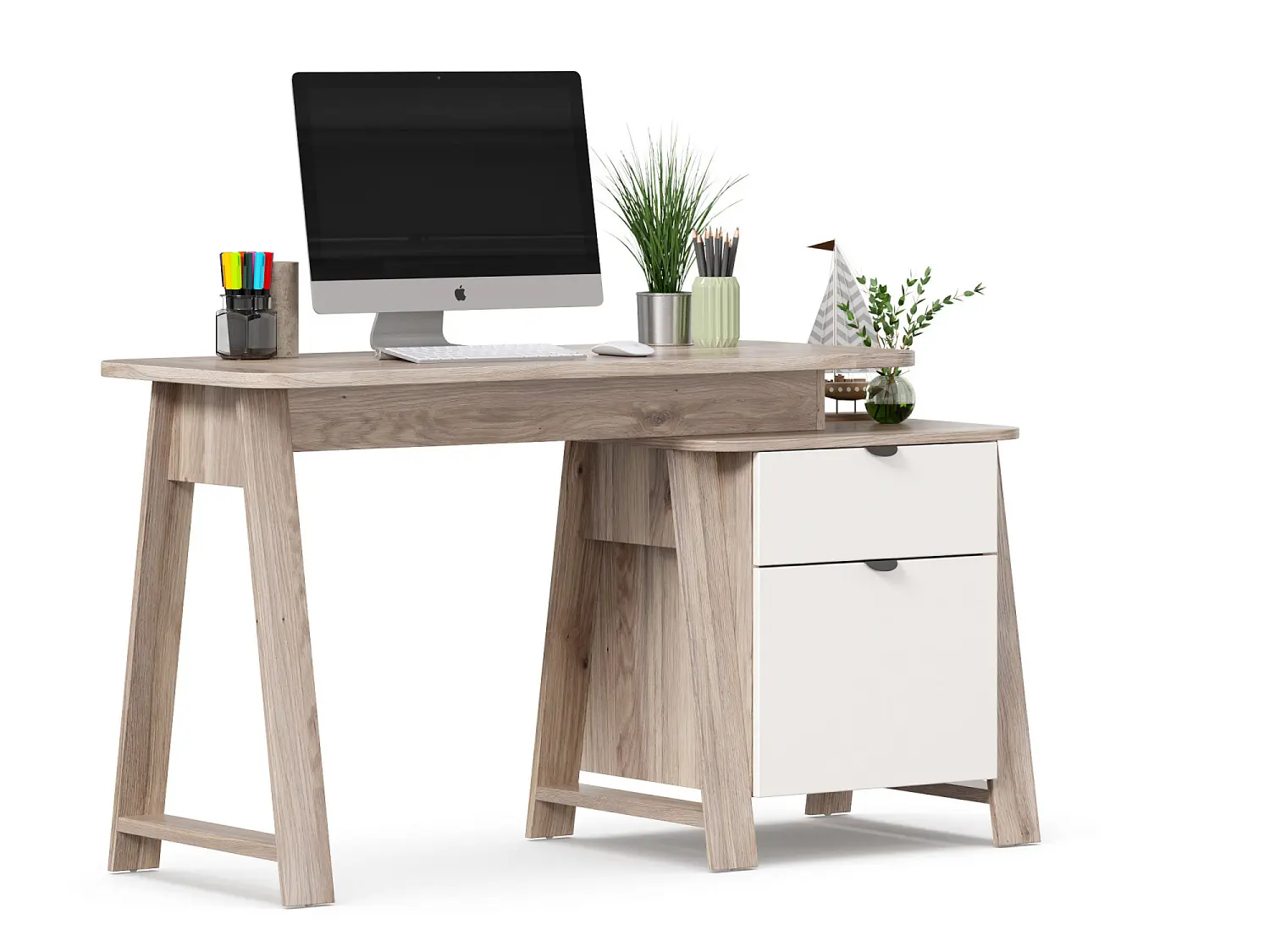 Тумба 610 для стола Нео (Дуб Маувелла/Белый) ЛД