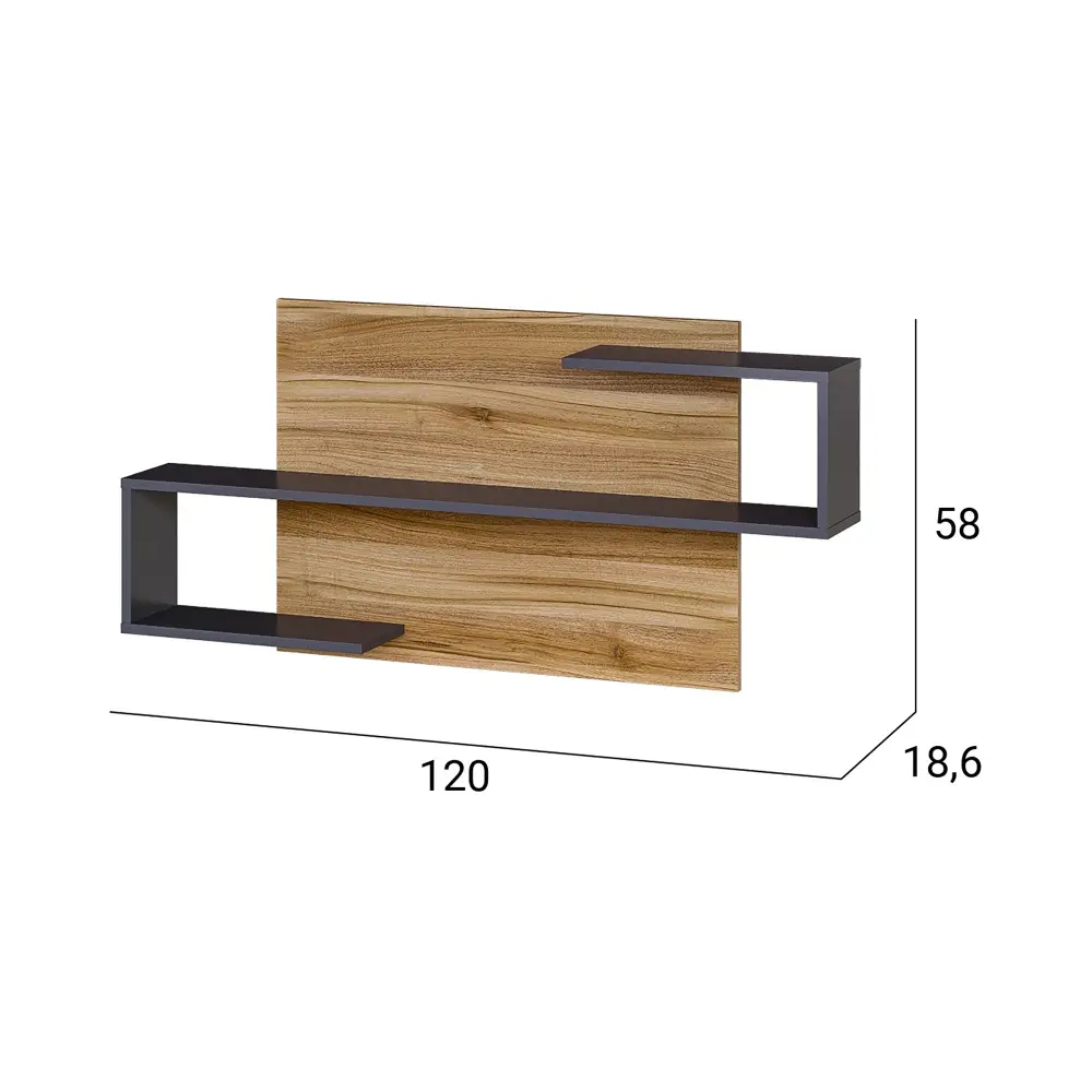 Полка Сканди 1200 Серый графит/Орех лион (CLP) | Интернет магазин Масса Мебель