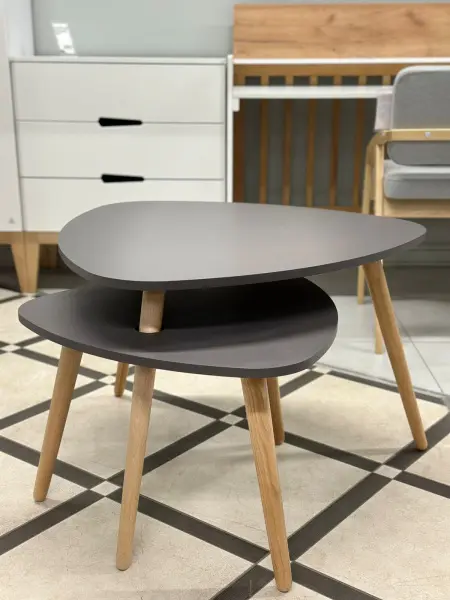 Стол журнальный Даниэлла (770х765х530/605х610х410) цвет Антрацит/бесцветный лак (MG) | Интернет магазин Масса Мебель