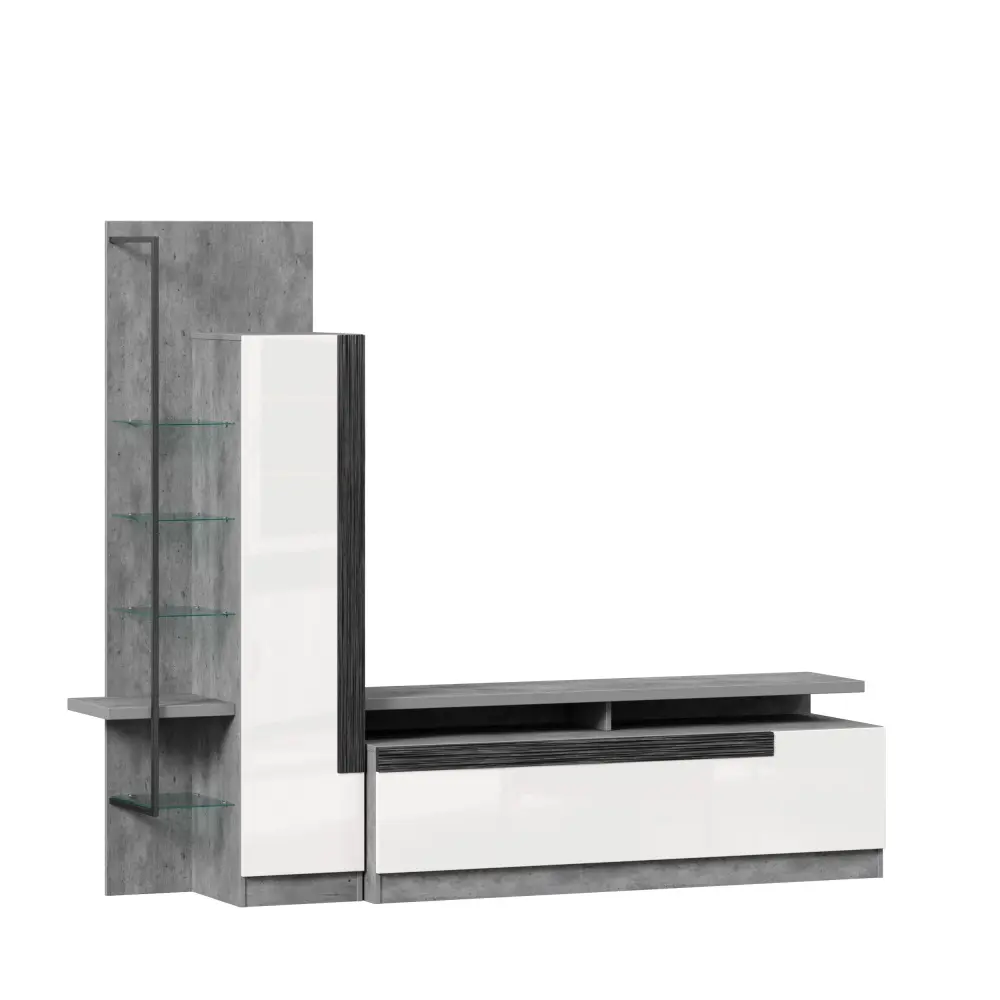 Тумба под ТВ Кёльн (Метрополитан Грей/Белый) ЛД | Интернет магазин Масса Мебель