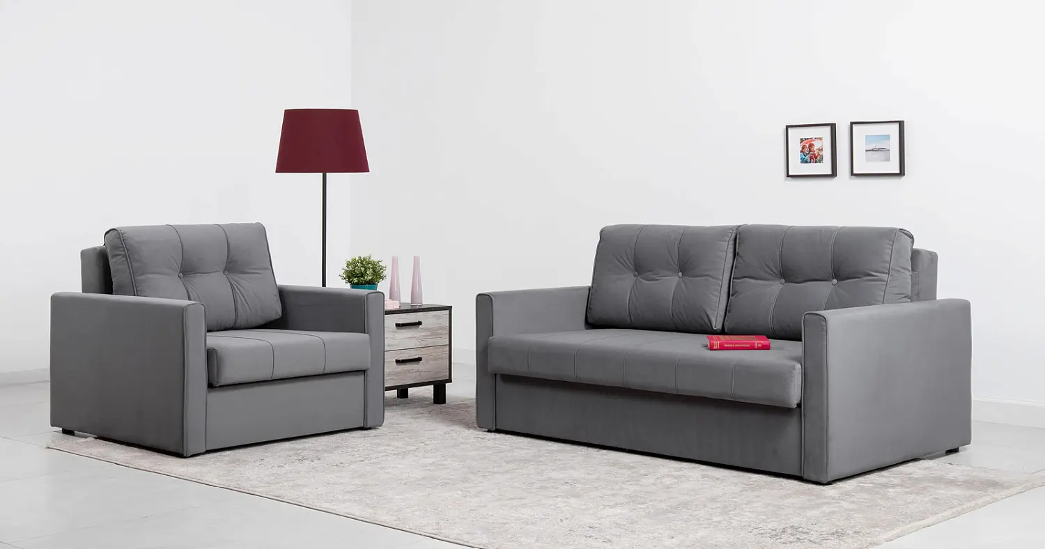 Диван прямой Лео еврокнижка, велюр (NG)