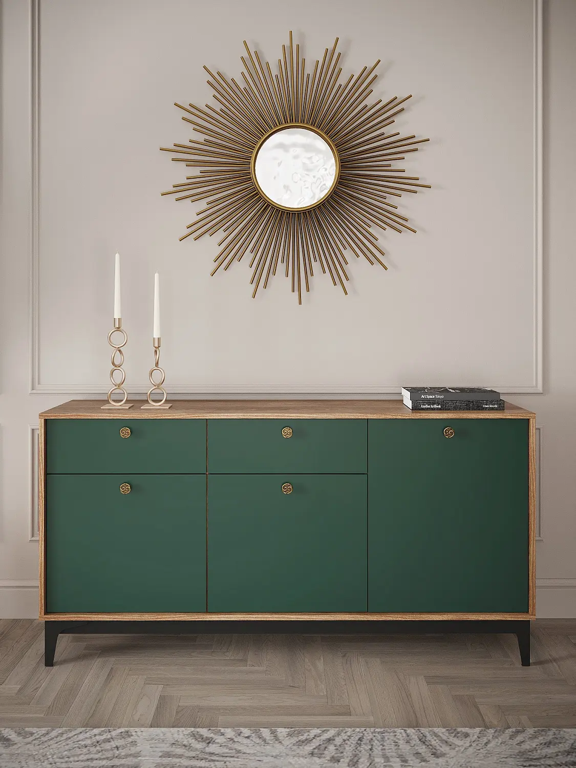 Комплект мебели в гостиную Brass изумруд/каштан (NK)