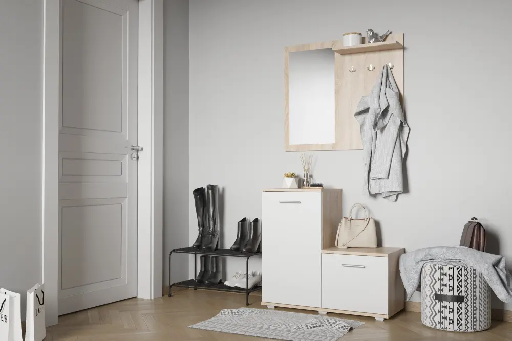 Комплект мебели для прихожей FUN белый/дуб сонома (NK) | Интернет магазин Масса Мебель