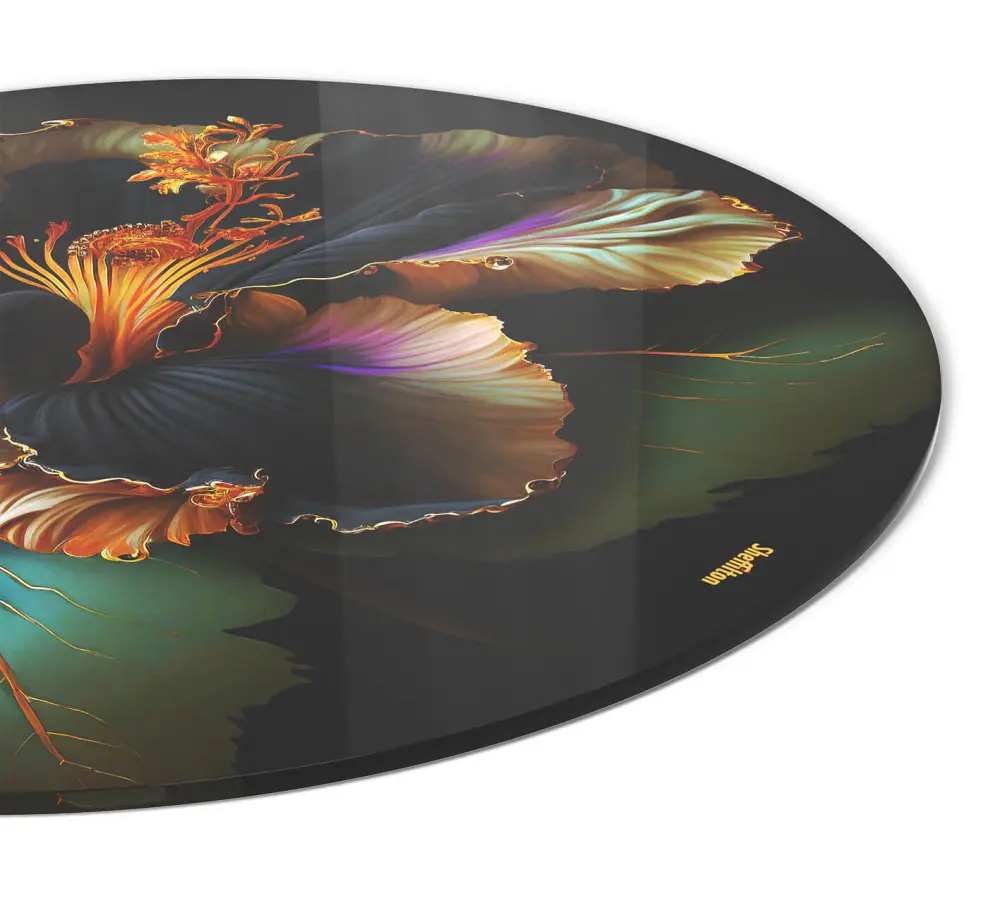 Стол обеденный круглый SHT-TU3-1/TT32 d-80 МДФ/стекло ночной цветок/черный металл (SHF) | Интернет магазин Масса Мебель