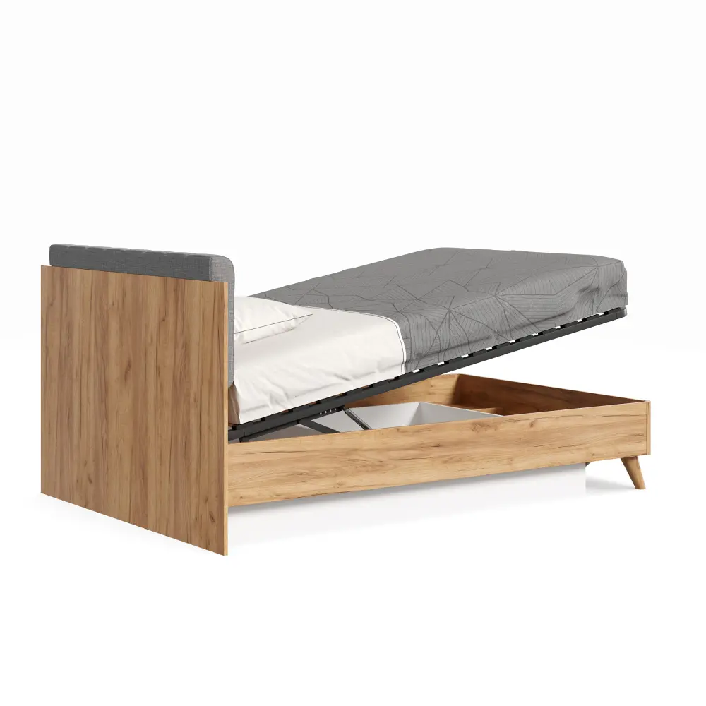 Кровать односпальная 120х200 Марта-2 с подъемным механизмом и мягким изголовьем (каретная стежка Capri/Серый) ЛД | Интернет магазин Масса Мебель