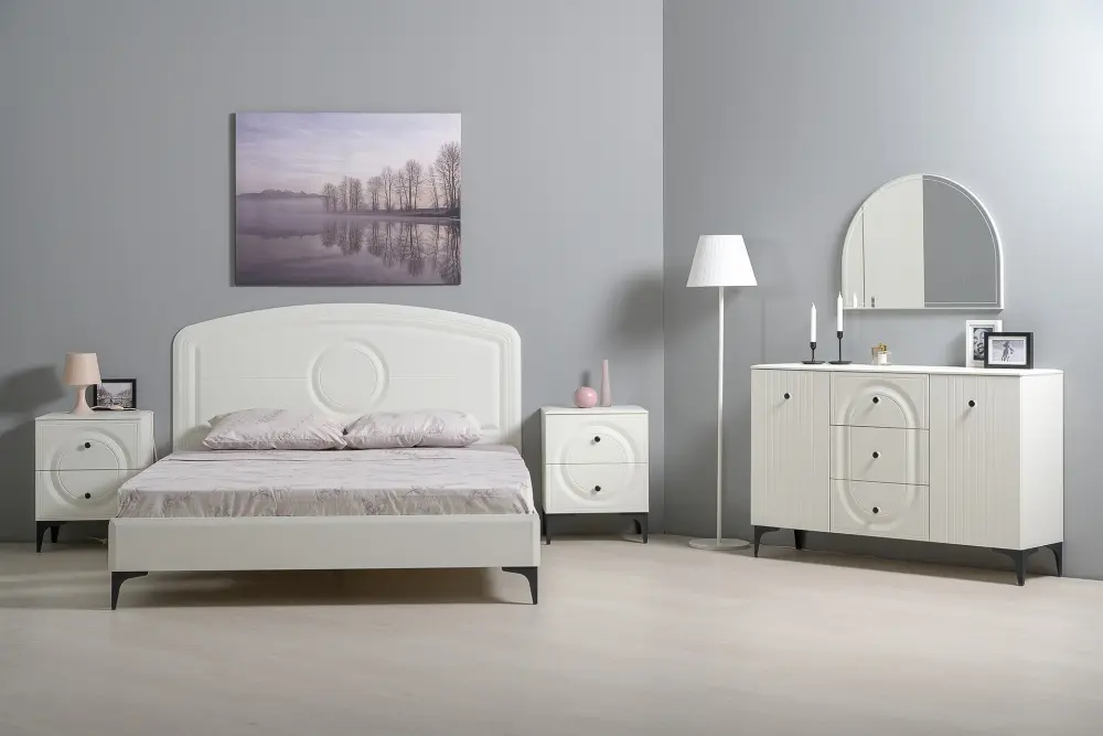 Кровать 11.36.01 с ортопедическим основанием  Валенсия белый/шагрень (Mob) - интернет магазин Масса Мебель