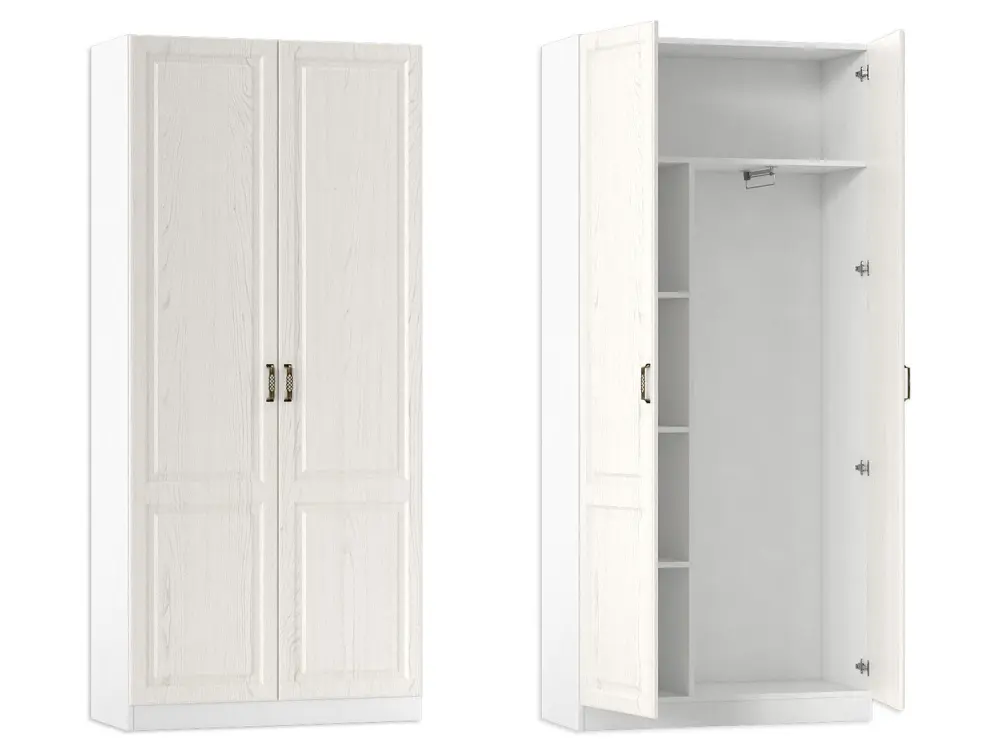 Шкаф для одежды узкий Ливерпуль белый ясень ваниль ( без карниза) (Mob) | Интернет магазин Масса Мебель