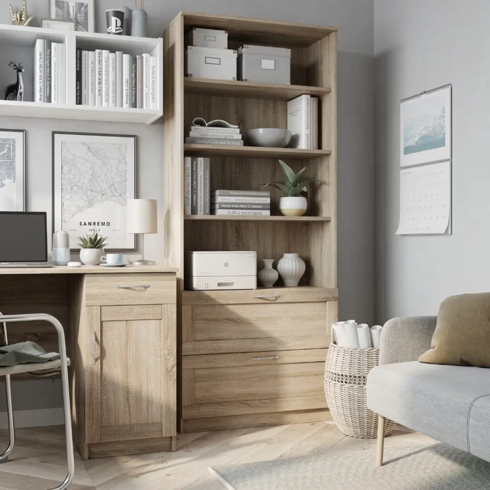 Стеллаж Сириус с 2 ящиками 78х190 дуб сонома (GL) | Интернет магазин Масса Мебель