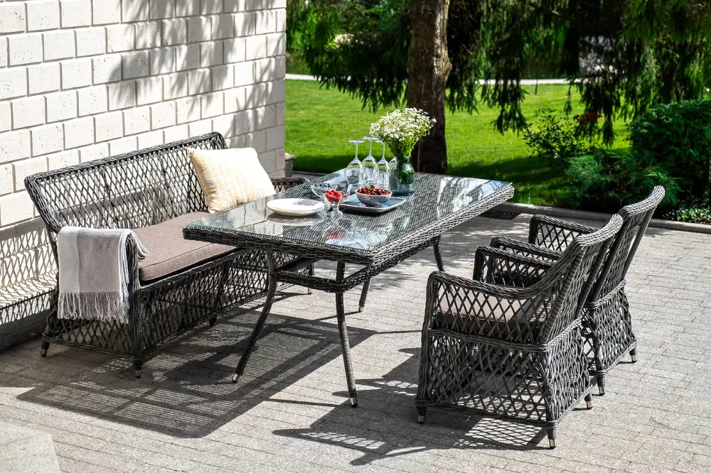 "Латте" плетеный стол из искусственного ротанга 160х90см, цвет графит (sis) - интернет магазин Масса Мебель