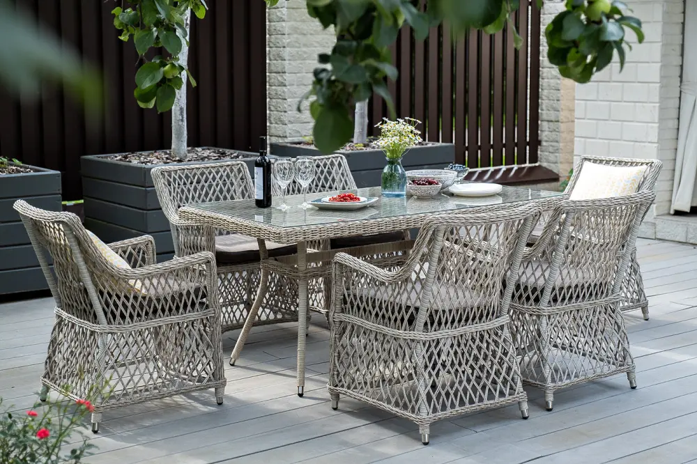 "Латте" обеденная группа плетеная, цвет бежевый (sis) | Интернет магазин Масса Мебель