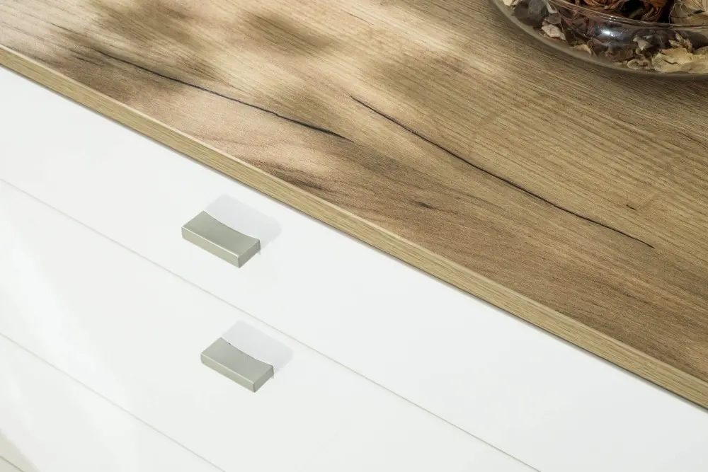 Комод Фиджи 1200 с 4 ящиками (Дуб Золотой/Белый) ЛД - интернет магазин Масса Мебель