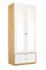 Шкаф двухстворчатый с зеркалом Бари (Дуб Золотой/Белый) ЛД | Интернет магазин Масса Мебель