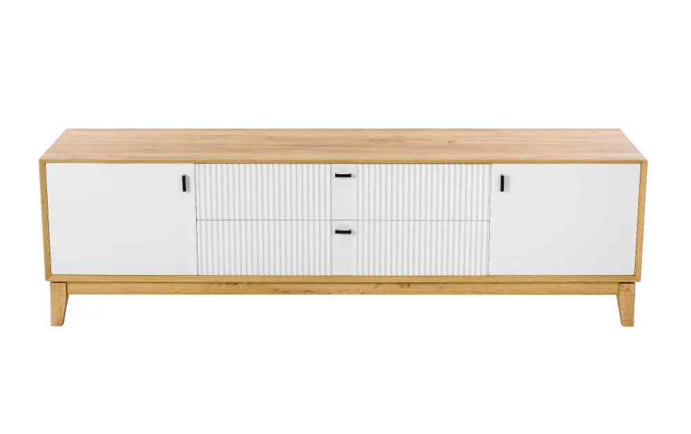 Тумба под ТВ 1800 Бари (Дуб Золотой/Белый) | Интернет магазин Масса Мебель