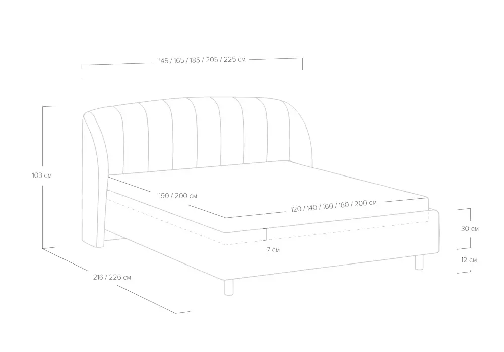 Кровать мягкая двуспальня Valencia 140/160/180/200 микровелюр/велюр (SM) | Интернет магазин Масса Мебель
