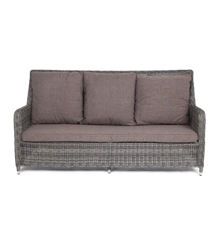 "Гляссе" диван трехместный из искусственного ротанга, цвет графит (sis) - интернет магазин Масса Мебель