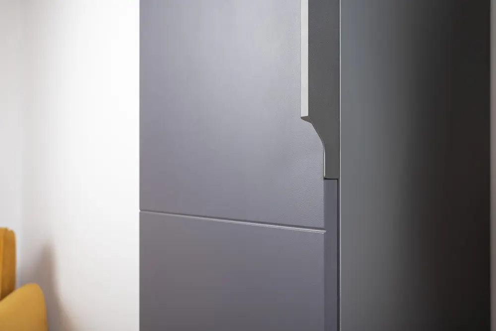 Шкаф пенал узкий Октава 13.228 Серый Графит/Дуб Золотой (Mob) | Интернет магазин Масса Мебель