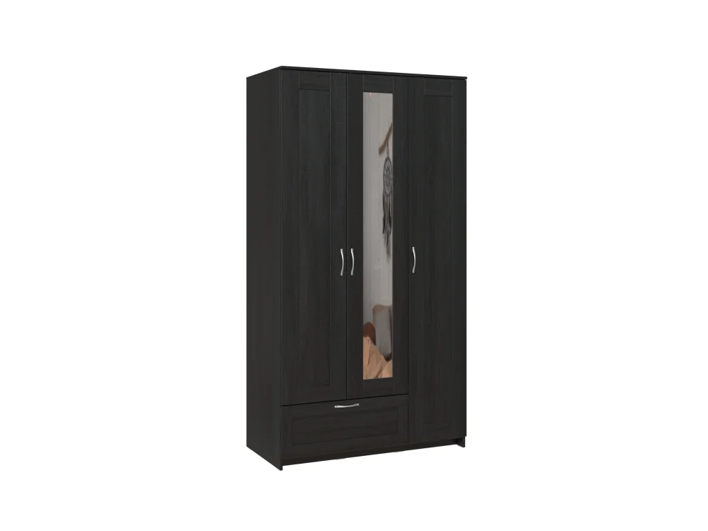 Шкаф трехстворчатый с зеркалом Сириус высота 220 см 3 двери и 1 ящик венге (GL) | Интернет магазин Масса Мебель