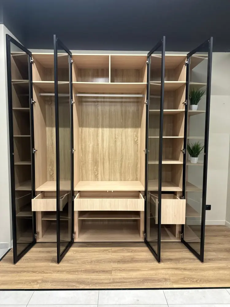 Шкаф MASSA с открытыми полками и витриной(MSS) Выставочный образец | Интернет магазин Масса Мебель