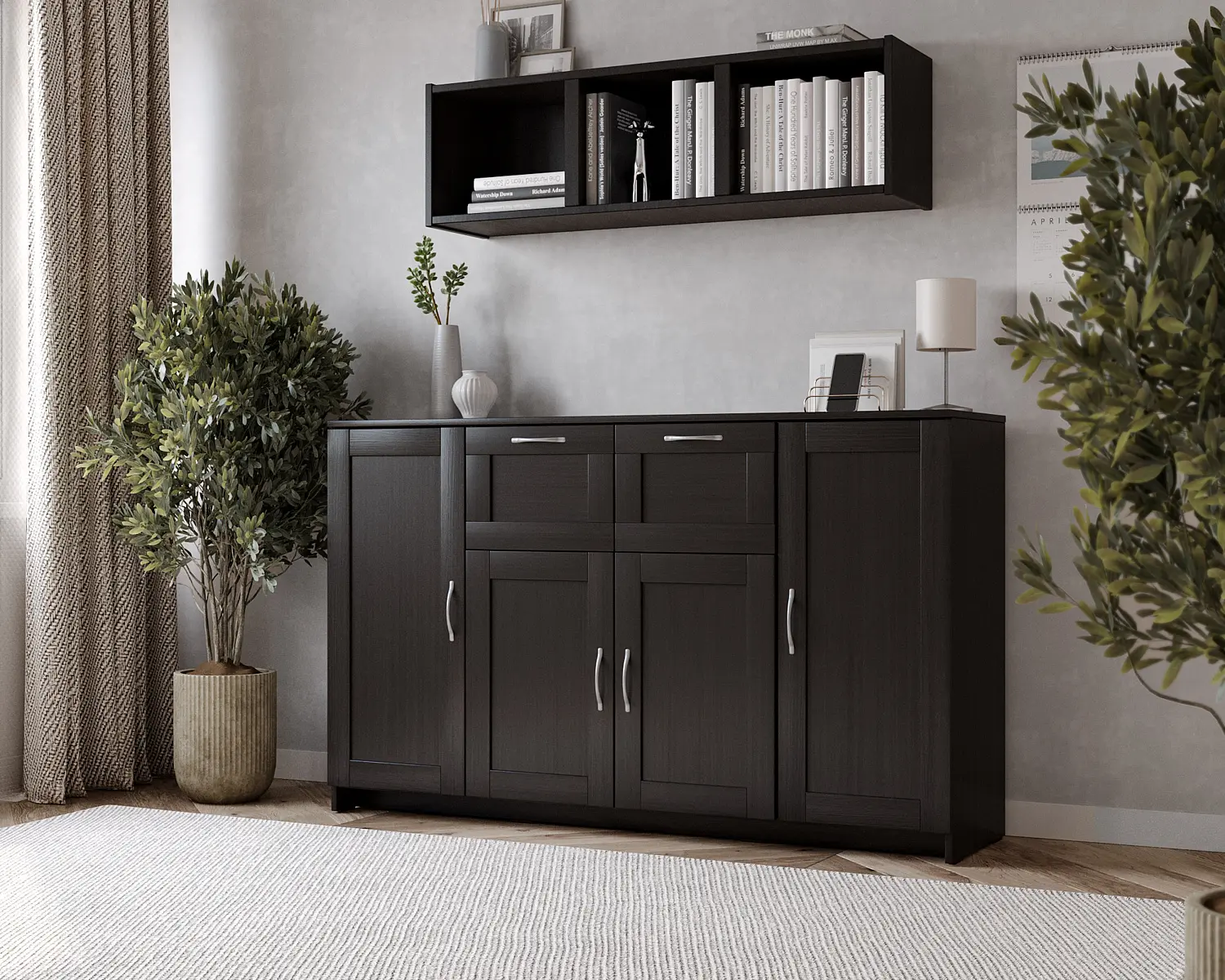 Тумба Сириус 4 двери и 2 ящика 156х95 дуб венге (GL)