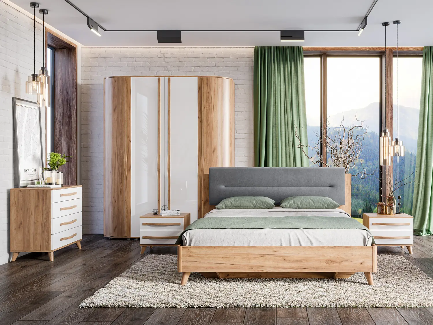 Кровать двуспальная 160х200 Марта-2 с мягким изголовьем (каретная стежка Capri/Серый) ЛД