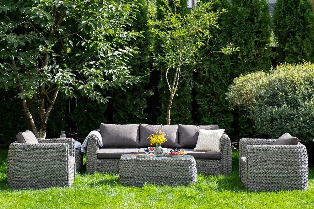 "Кальяри" журнальный столик из искусственного ротанга (гиацинт), цвет серый (sis) | Интернет магазин Масса Мебель