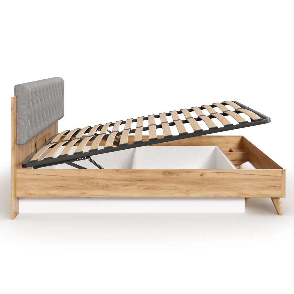 Кровать Марта-2 1600 с подъемным механизмом (каретная стежка Capri 24) (Дуб Золотой/Серый) | Интернет магазин Масса Мебель