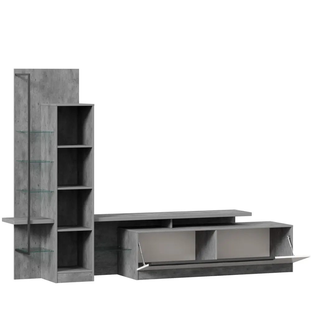 Тумба под ТВ Кёльн (Метрополитан Грей/Белый) ЛД | Интернет магазин Масса Мебель