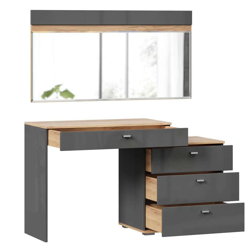 Стол туалетный Фиджи комбинированный с зеркалом 1200 (Дуб Золотой/Антрацит) ЛД | Интернет магазин Масса Мебель