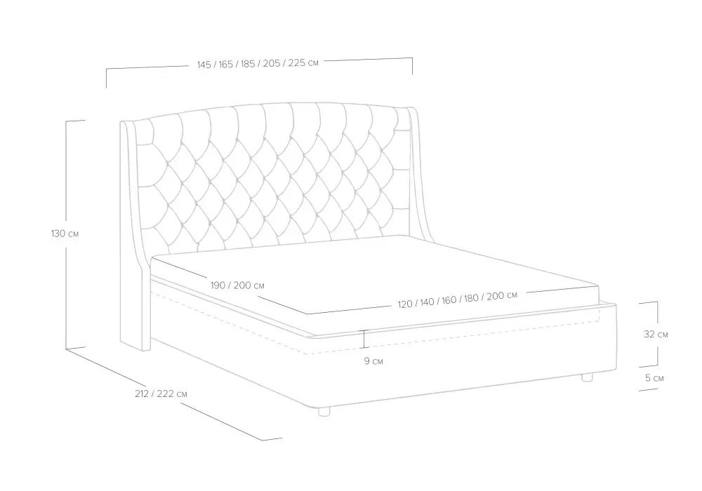 Кровать мягкая двуспальня Diamant 140/160/180/200 рогожка (SM) | Интернет магазин Масса Мебель