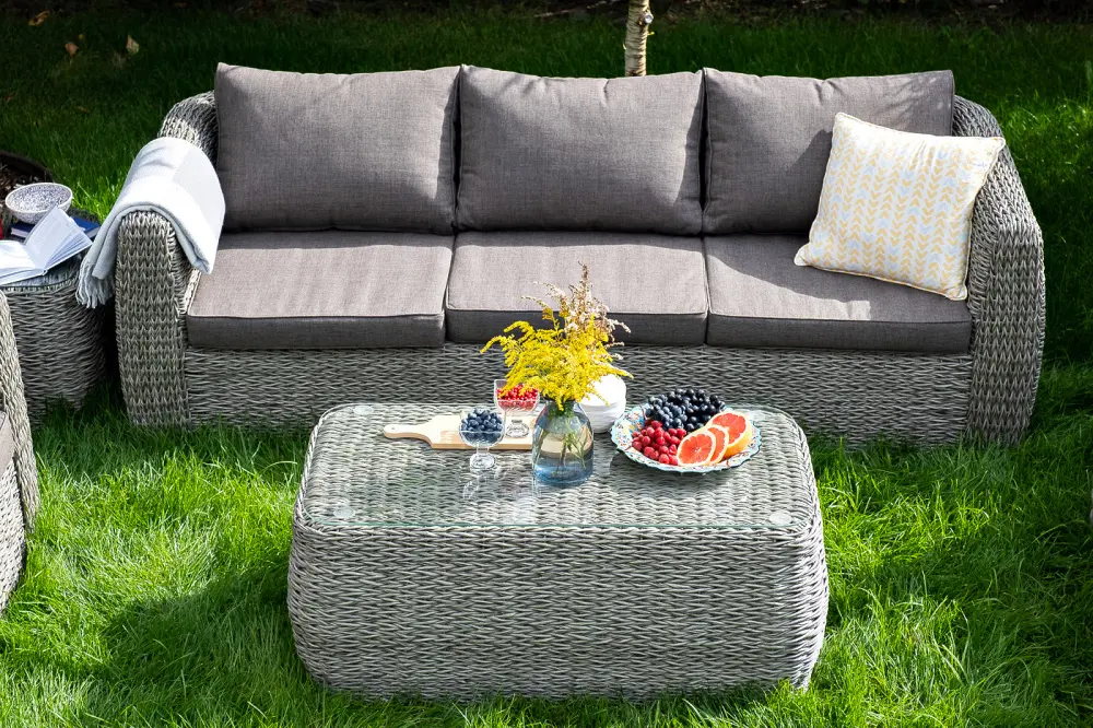 "Кальяри" журнальный столик из искусственного ротанга (гиацинт), цвет серый (sis) | Интернет магазин Масса Мебель