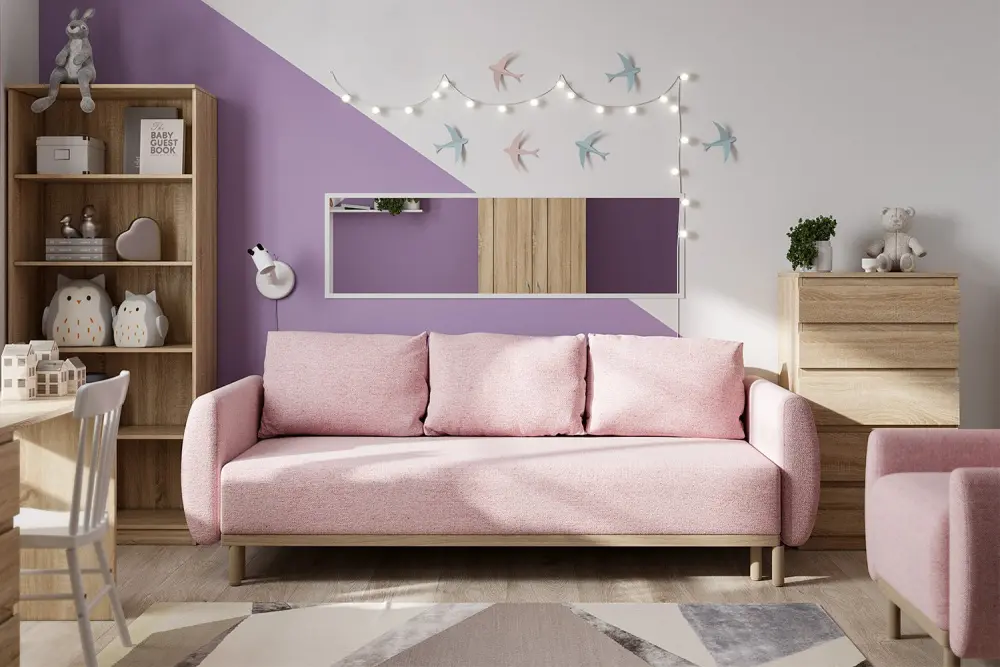 Диван кровать Тулисия розовый рогожка (GL) | Интернет магазин Масса Мебель