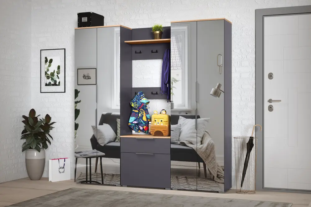 Вешалка Октава 15.14.01 Серый Графит /Дуб Золотой (Mob) | Интернет магазин Масса Мебель