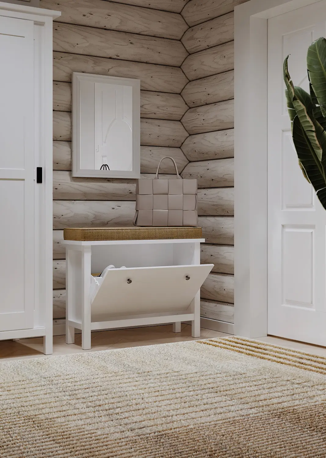 Тумба для обуви Кантри 01 белый (GL) снято