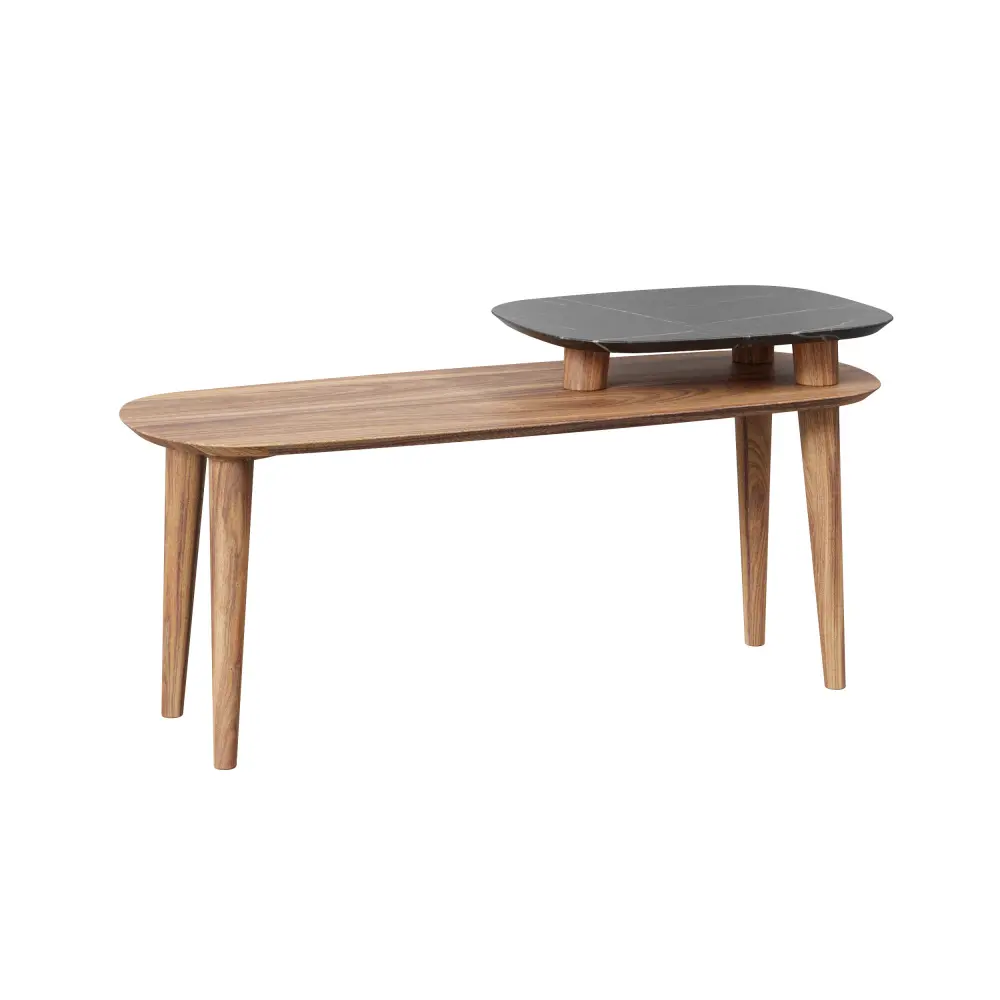 Стол журнальный Тип 4 высокий (Орех фактурный/Мрамор чёрный) ЛД - интернет магазин Масса Мебель