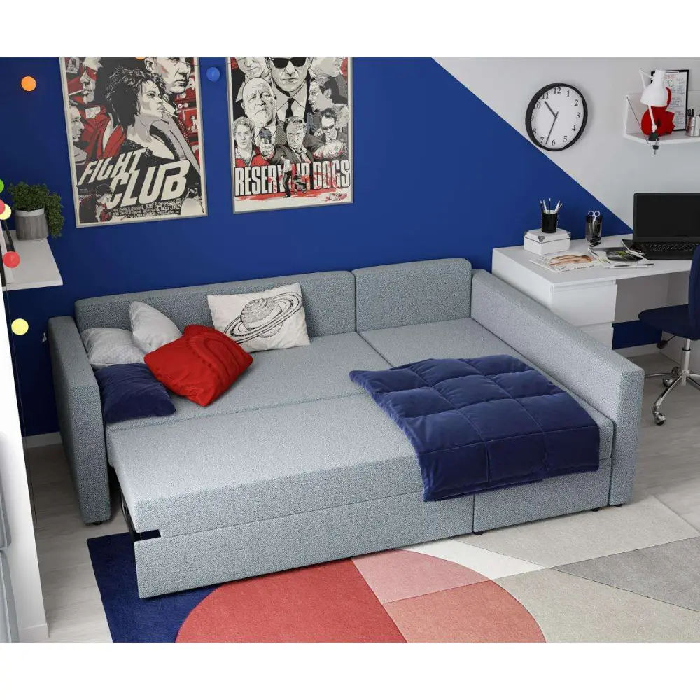 Диван трехместный с угловой секцией Вало ДП мятно серый рогожка (GL) | Интернет магазин Масса Мебель