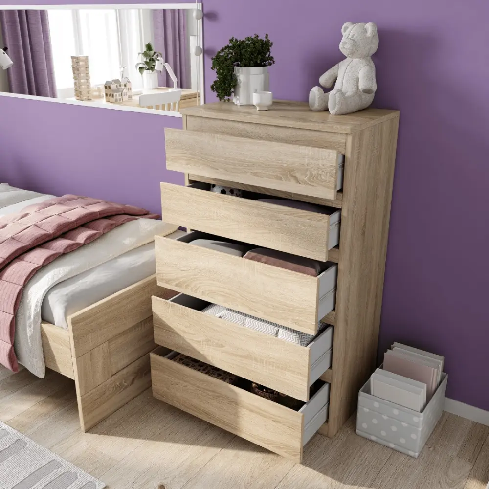 Комод Кастор 5 ящиков дуб сонома (GL) - интернет магазин Масса Мебель