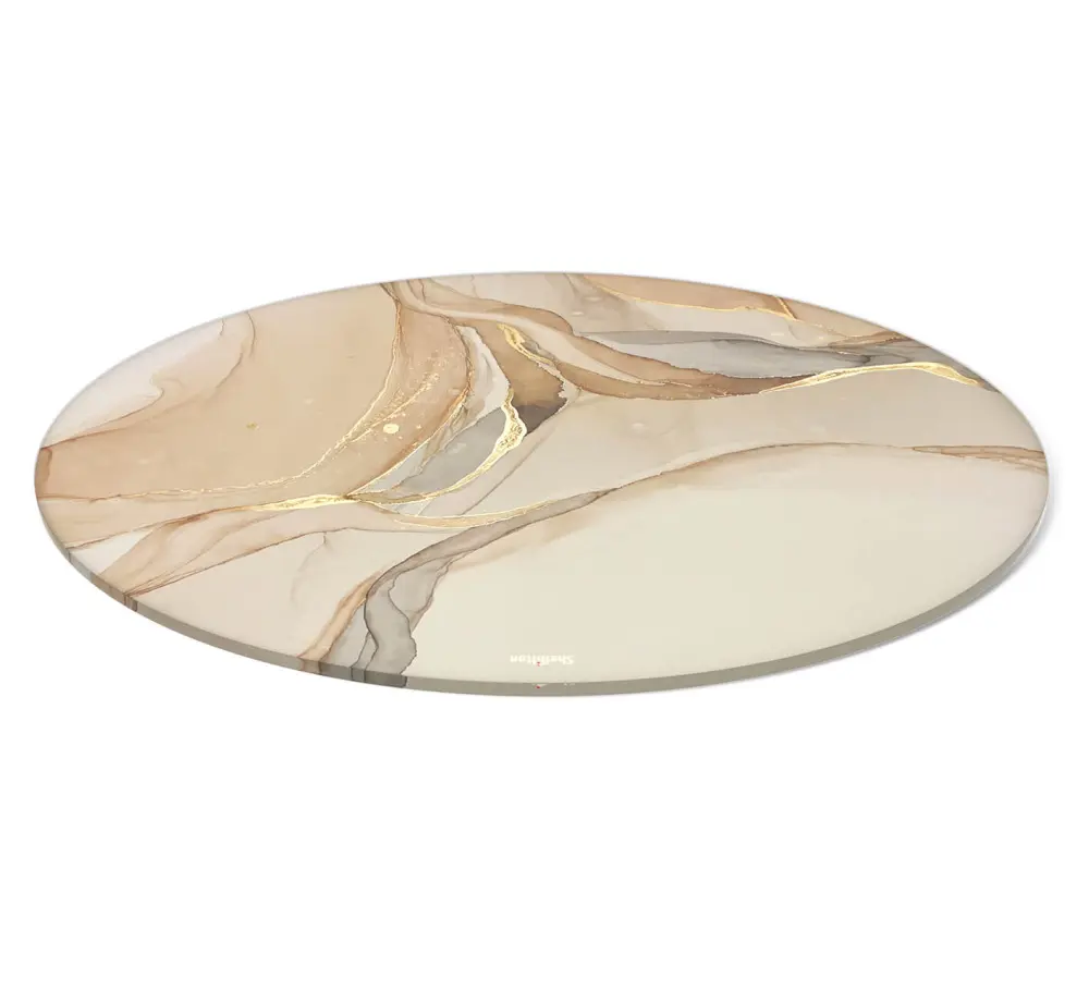 Стол обеденный круглый SHT-TU30/TT32 d-80 МДФ/стекло дымчатый топаз/бежевый пластикл (SHF) | Интернет магазин Масса Мебель