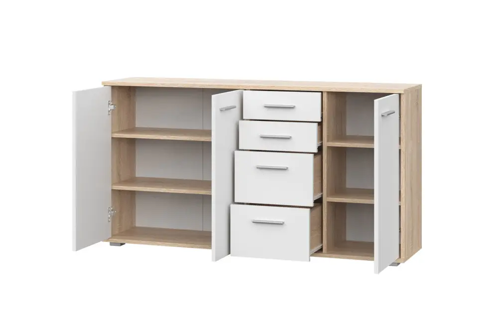 Комод FUN КД-4 Белый/Дуб Сонома (NK) | Интернет магазин Масса Мебель