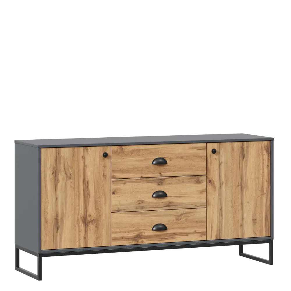 Комод Лофт (Дуб Вотан/Оникс Серый) ЛД - интернет магазин Масса Мебель