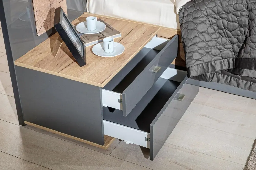 Тумба прикроватная Фиджи (Дуб Золотой/Антрацит) ЛД | Интернет магазин Масса Мебель