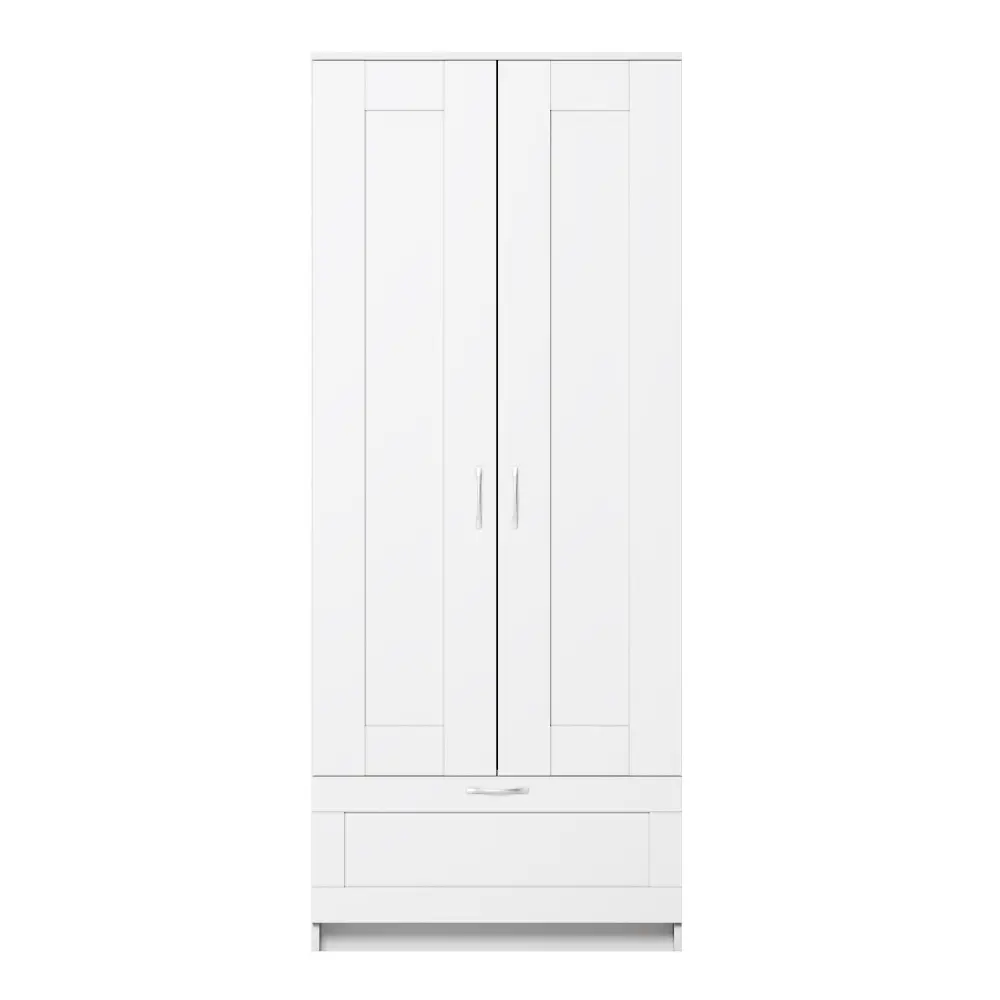 Шкаф для одежды комбинированный Сириус 2 двери и 1 ящик белый (GL) | Интернет магазин Масса Мебель