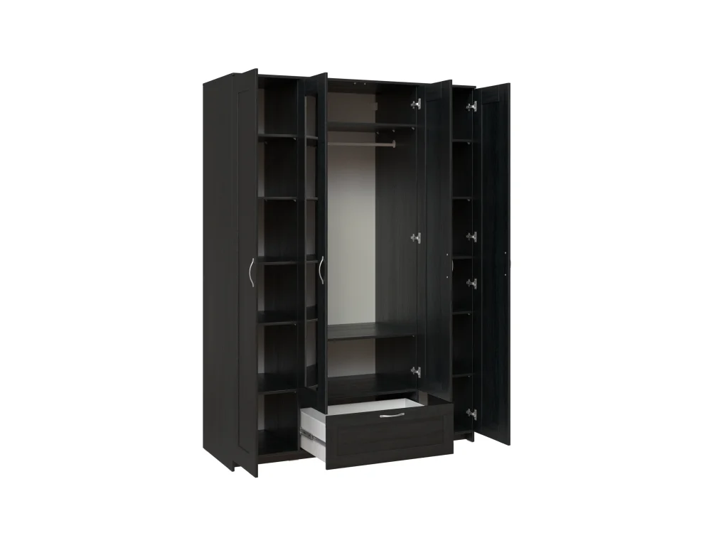 Шкаф четырехстворчатый с зеркалами Сириус высота 220 см 4 двери и 1 ящик венге (GL) - интернет магазин Масса Мебель